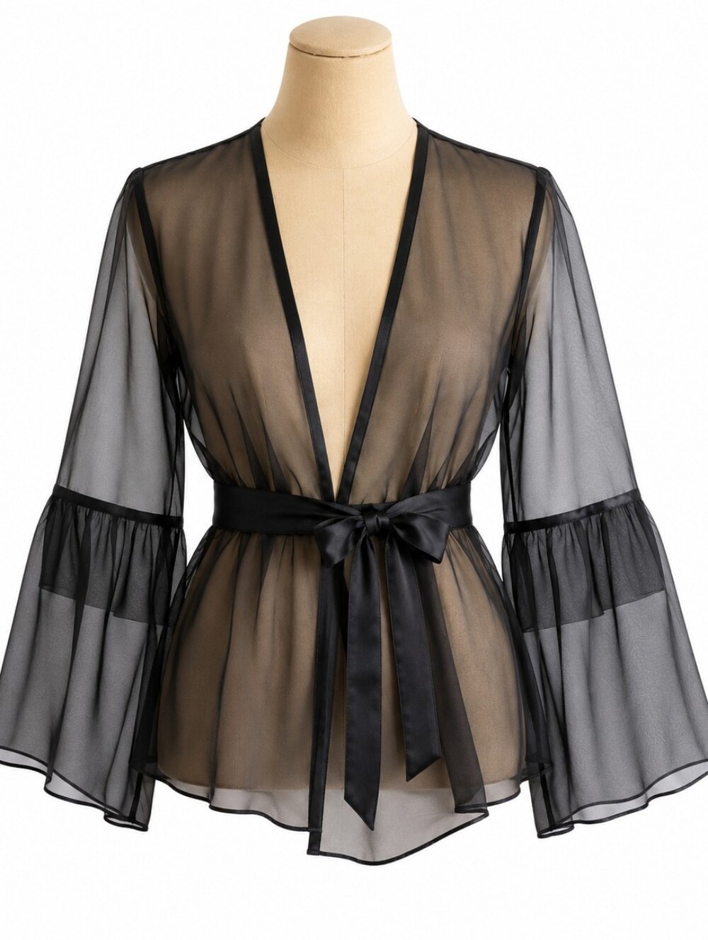 Anthropologie Moulinette Soeurs Black Sheer Kimono Blouse Size 2